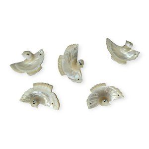 6 Shell Dove Bird Charms